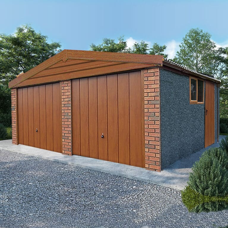 Golden Oak Woodthrope Apex Roof Double Concrete Garage