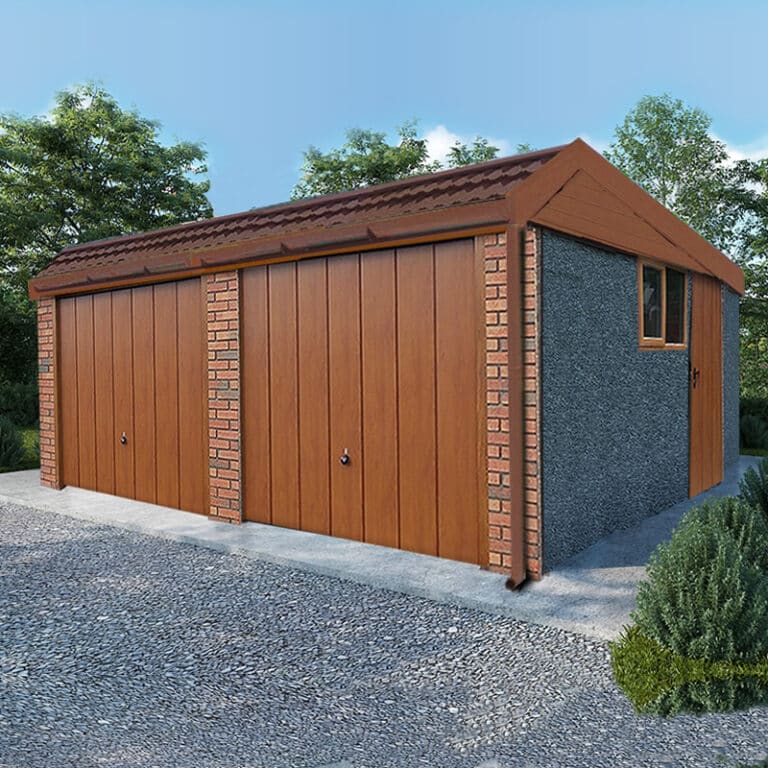 Golden Oak Woodthrope Duchess Double Concrete Garage