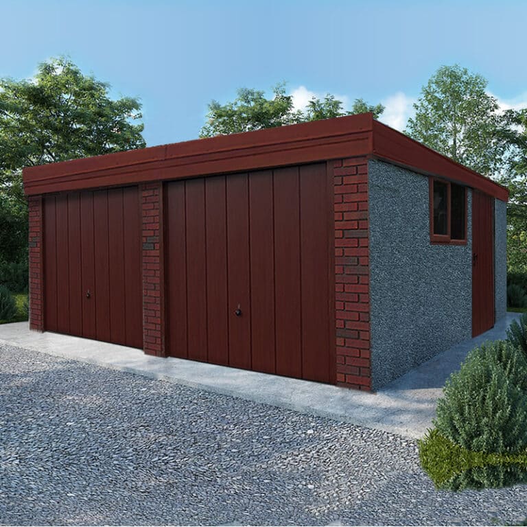 Redwood Knight Woodthrope Flat Roof Double Concrete Garage