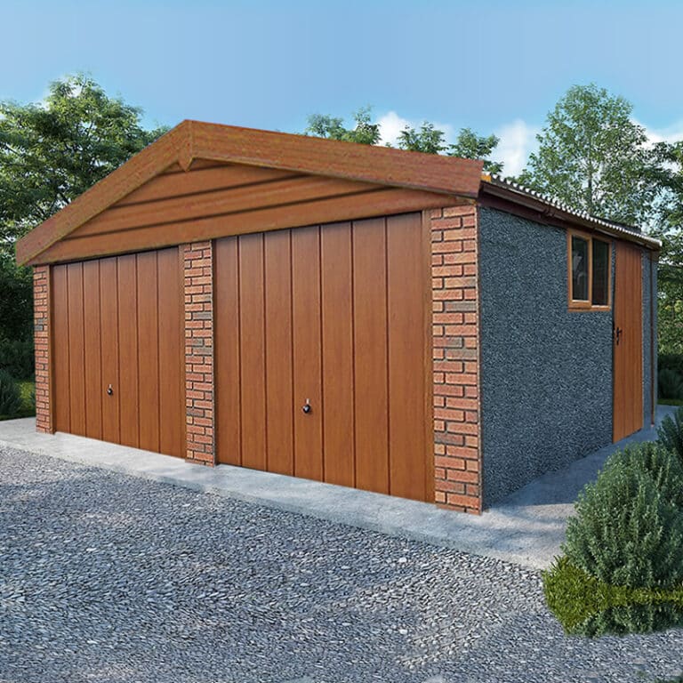 Golden Oak Woodthrope Monarch Double Concrete Garage