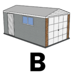Concrete Garage Side Door & Window Position B